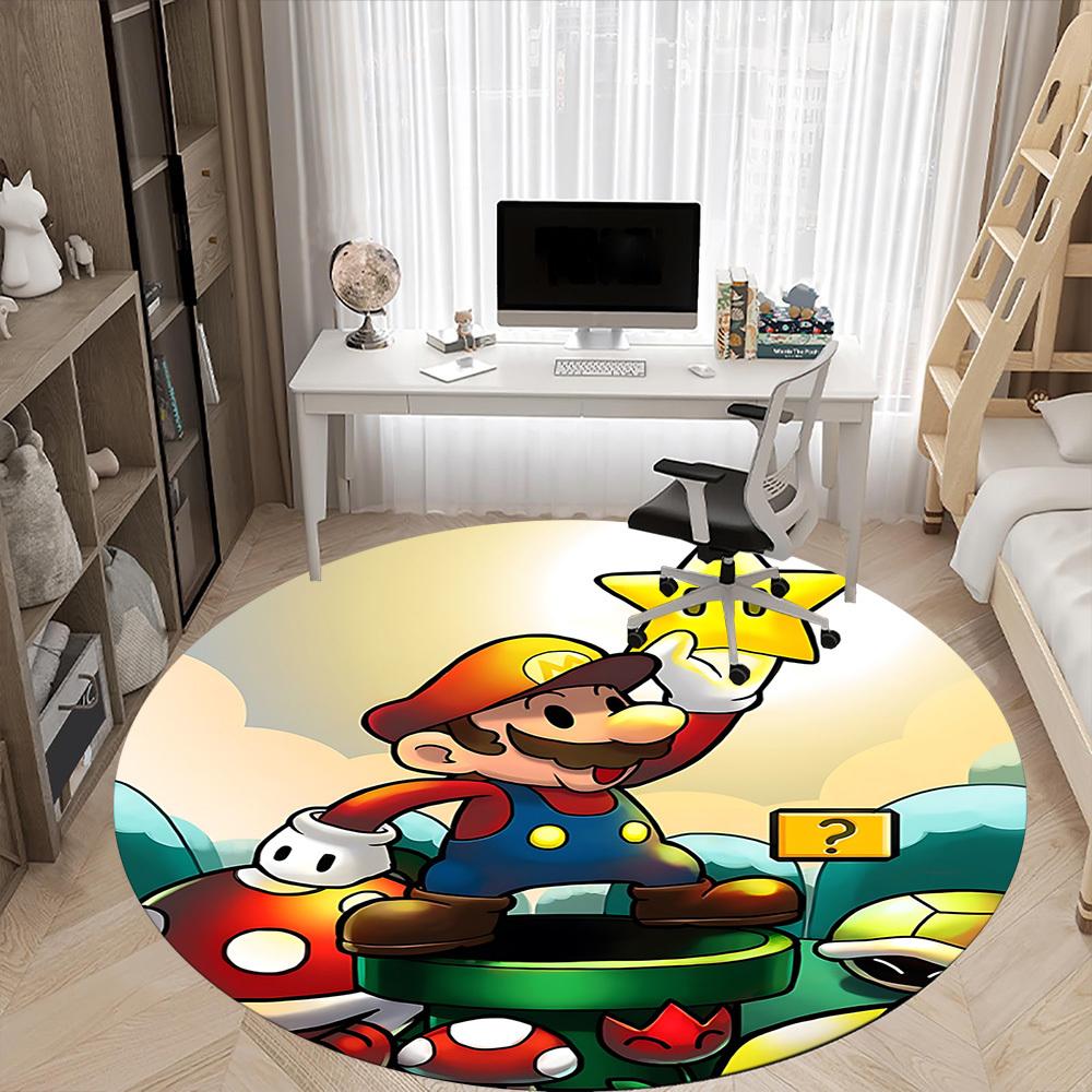 1pc Mario Adventure Office Round Area Rug, Under Office Chairs Bedroom Living Room Home Decor a1022270