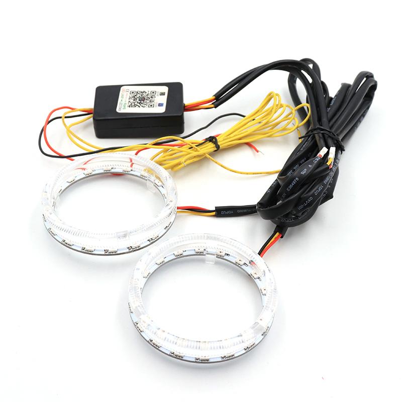 Ангельские глазки многоцветные RGB светодиодные кольца Halo огни динамические последовательные плавные указатели поворота ходовые огни для фар