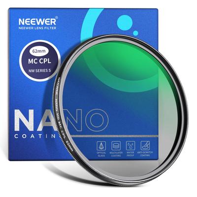 NEEWER 62 мм Поляризационный Прочный MC CPL Круговой HD Оптический Фильтр Устраняет Усиливает и Уменьшает Блики, 24-Слойное Многослойное Нано-Покрытие,