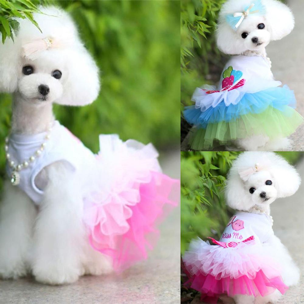Lips & Love Heart Print Pet Clothes Princess Dress Cotton Lace Tutu Skirt Small Dog Cat Dress