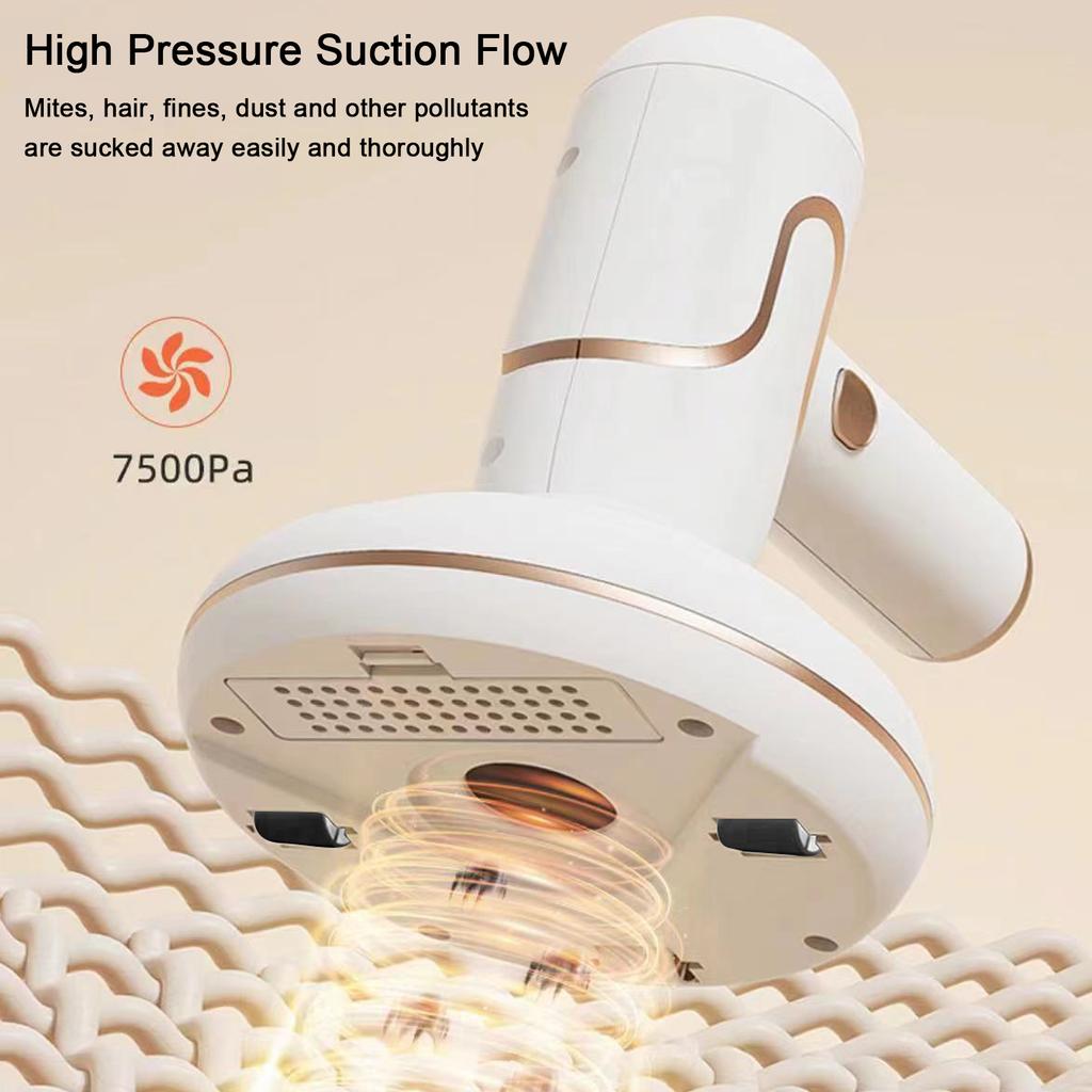 Bed Mattress Vacuum Cleaner Handdeld UV Lamp Sterilization Strong Suction 8000 Times/min Beats for