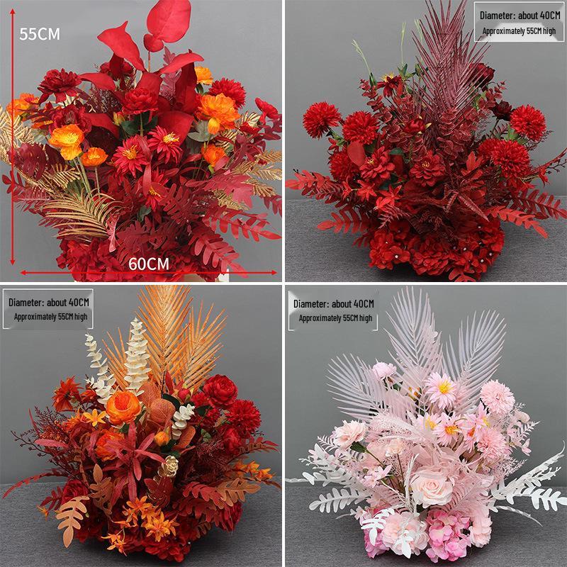 Свадебное цветочное оформление 2025: Сцена банкетного приема по случаю помолвки, Цветочные ряды для дороги/сцены, Цветы для арки, Искусственная имитация фона, Флористическое искусство.