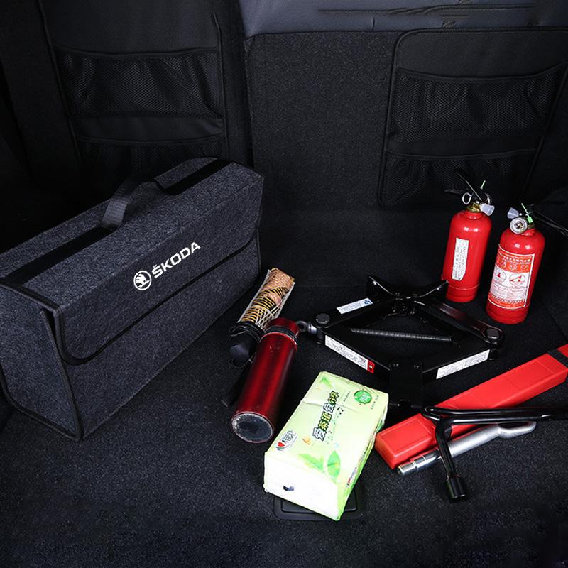 Car Trunk Storage Bag Box Auto Accessories Car Trunk Organizer Box For Skoda A7 Fabia Superb Yeti Octavia Rapid Kodiaq Kamiq ZS6