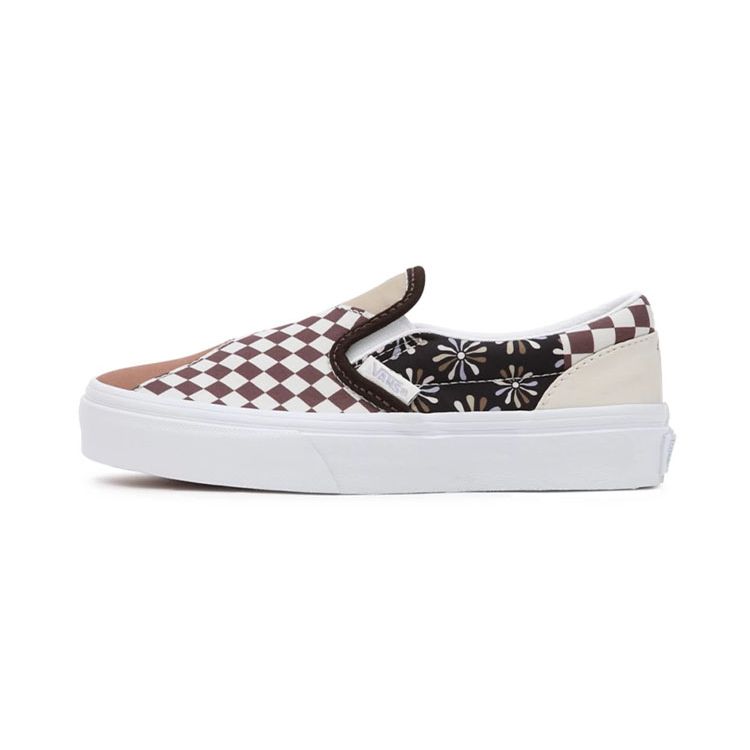 Vans Слипоны в клетку Повседневные Удобные Низкие Детские Кеды для Скейтбординга Детские кроссовки Бежевый Коричневый VN0A7Q5GAS0