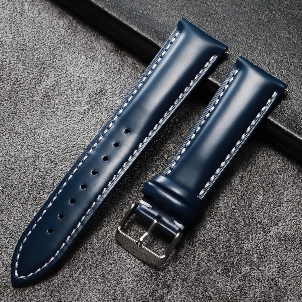 Универсальный ремешок для часов из промасленной кожи 20 мм 22 мм, браслеты с быстрой заменой, коричневый черный ремешок из натуральной кожи для Samsung Watch 7/6/5/4