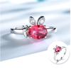 Gica Gema Created Ruby Genuine 925 Sterling Silver Ring For Women Red Gemstone Engagement Vintage Wedding Bands Cute Rabbit Jewelry