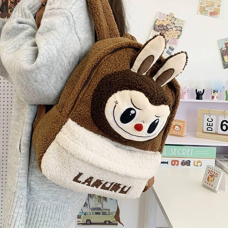 Детский плюшевый рюкзак с мультяшным рисунком на двойном плече, студенческий школьный ранец большой вместимости