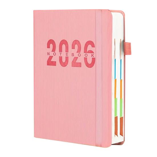 Планировщик 2026 Ежемесячный Еженедельный Ежедневный Ежедневник 2026 Блокнот для списка дел с ежемесячными вкладками, внутренним карманом, эластичной застежкой