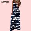 Women's Halter Dress Horizontal Print Tank Top Dress Long Sexy Skirt