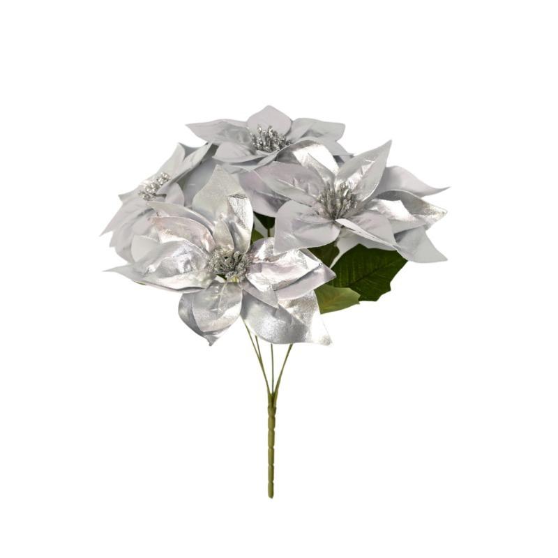 Simulation flower Christmas flower cuttings Mesh flannel flower arrangement ornament flannel Christmas ornament