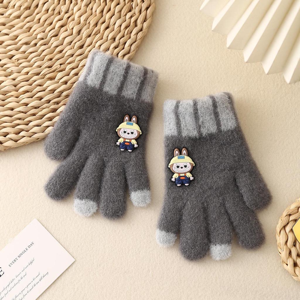 Детские зимние перчатки в корейском стиле с милым медведем - Теплые, Защищающие от холода, Пятипалые для мальчиков и девочек