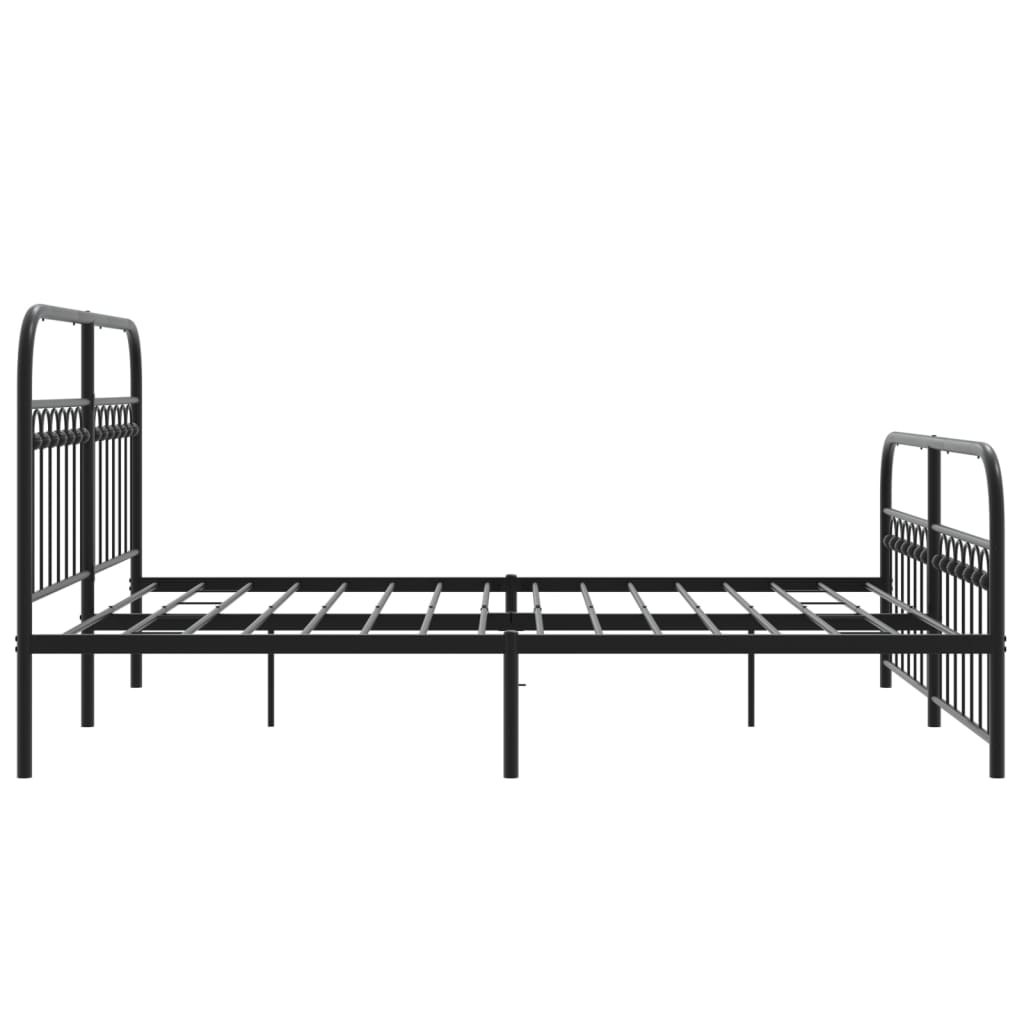 Metal Bed Frame with Headboard and Footboard Black 150x200 cm