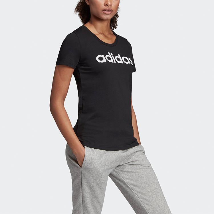 Adidas Футболка с коротким рукавом и круглым вырезом, с логотипом, повседневная, женская, черная EI4569