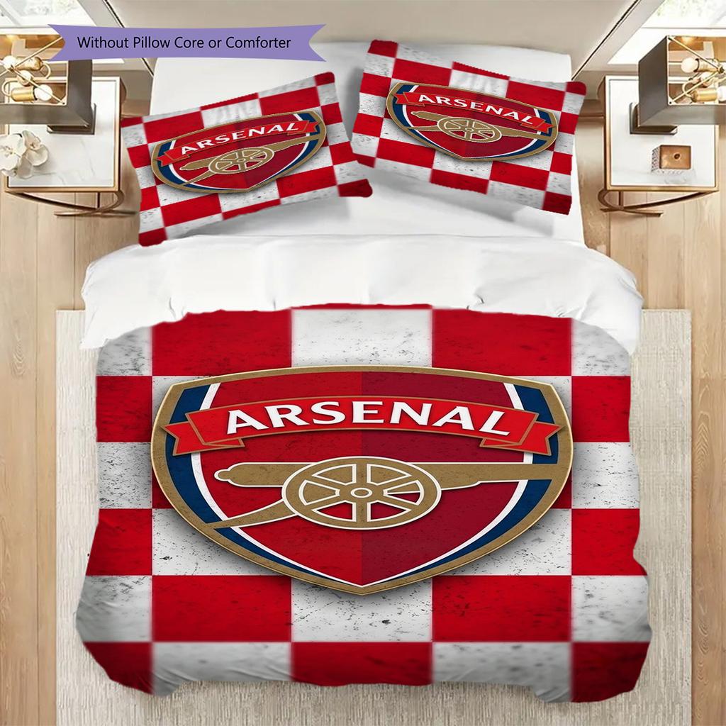 "Arsenal Emblem Golden Texture" Three-piece set (1 * duvet cover + 2 * pillowcase, without core) 2DFlat Duvet cover and pillowcase Bedding set