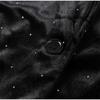 Velvet Diamond Decorated Black Blazer Woman Loose V-neck Suit Coat Fashion Casual Full Sleeve Solid Jacket Commute Spring Autumn