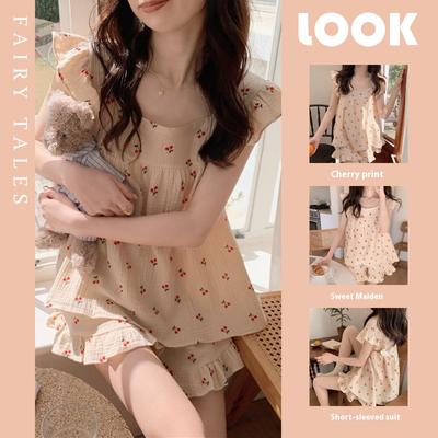 Летняя пижама, комплект домашней одежды, женский летний пижамный комплект с подтяжками, студенческий жилет, шорты, комплект из двух предметов домашней одежды в стиле Foam Insy