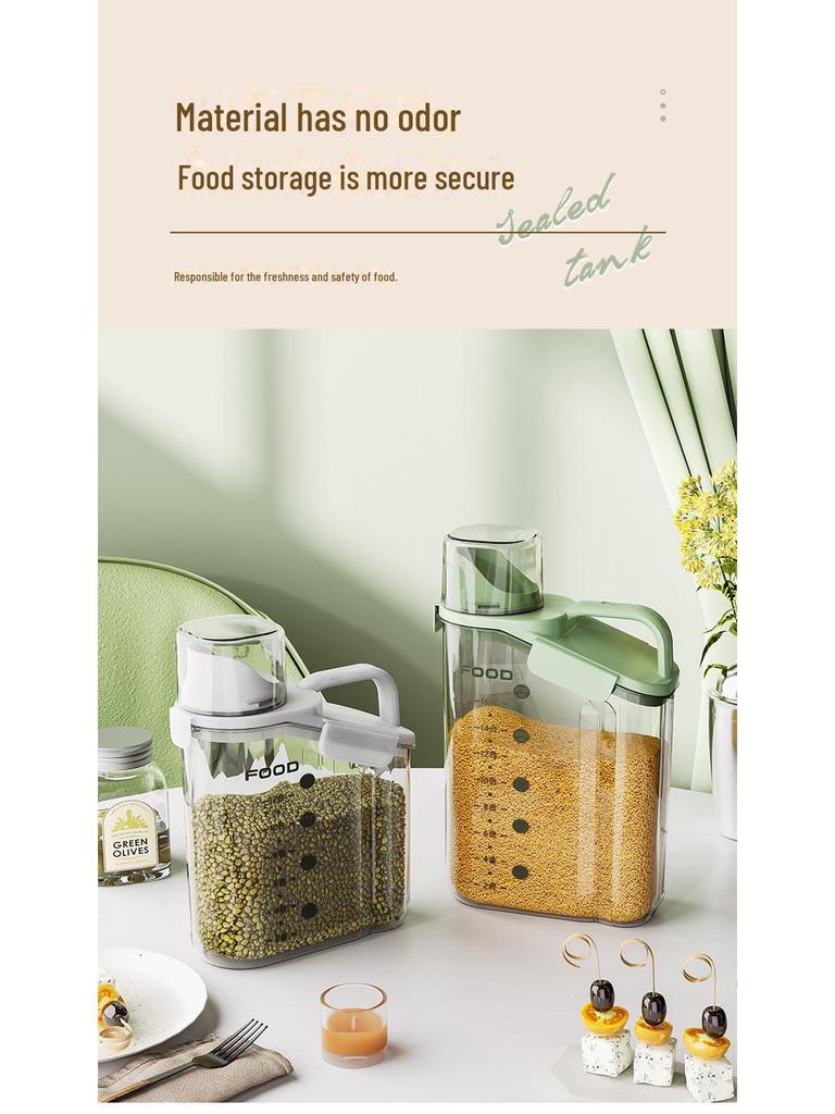 Large Transparent Kitchen Grain Jar: Moisture-Proof, Airtight Storage Container for Rice and Other Dry Goods