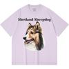 Футболка из 100% хлопка плотностью 230 г/м2 с принтом шетландской овчарки, забавная футболка из чесаного хлопка в стиле Харадзюку