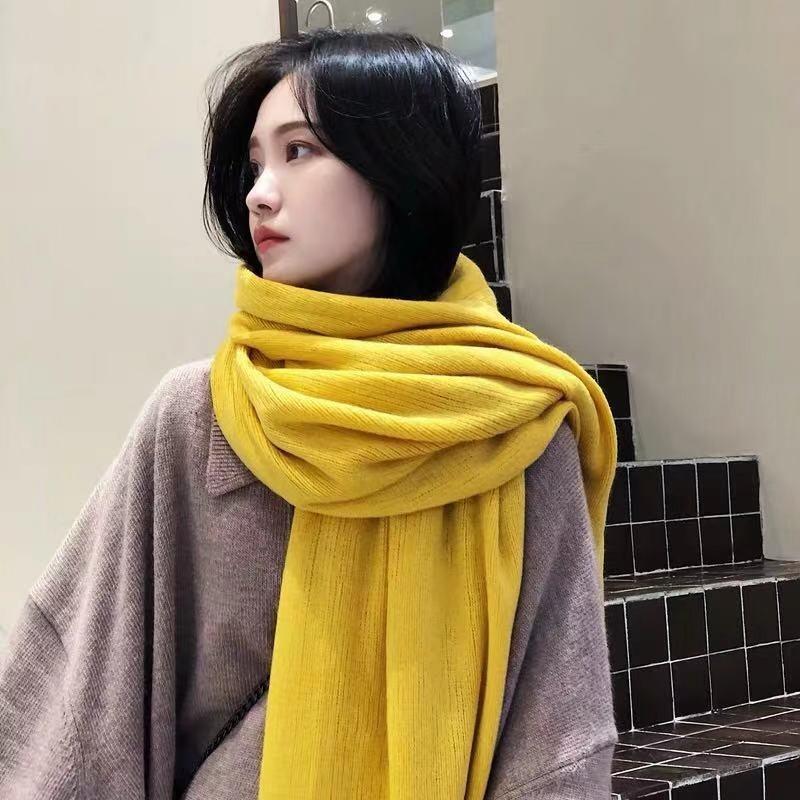 Women's Solid Color Thick Warm Student Couple Scarf New Autumn Winter Female Imitation Cashmere Versatile Scarfs