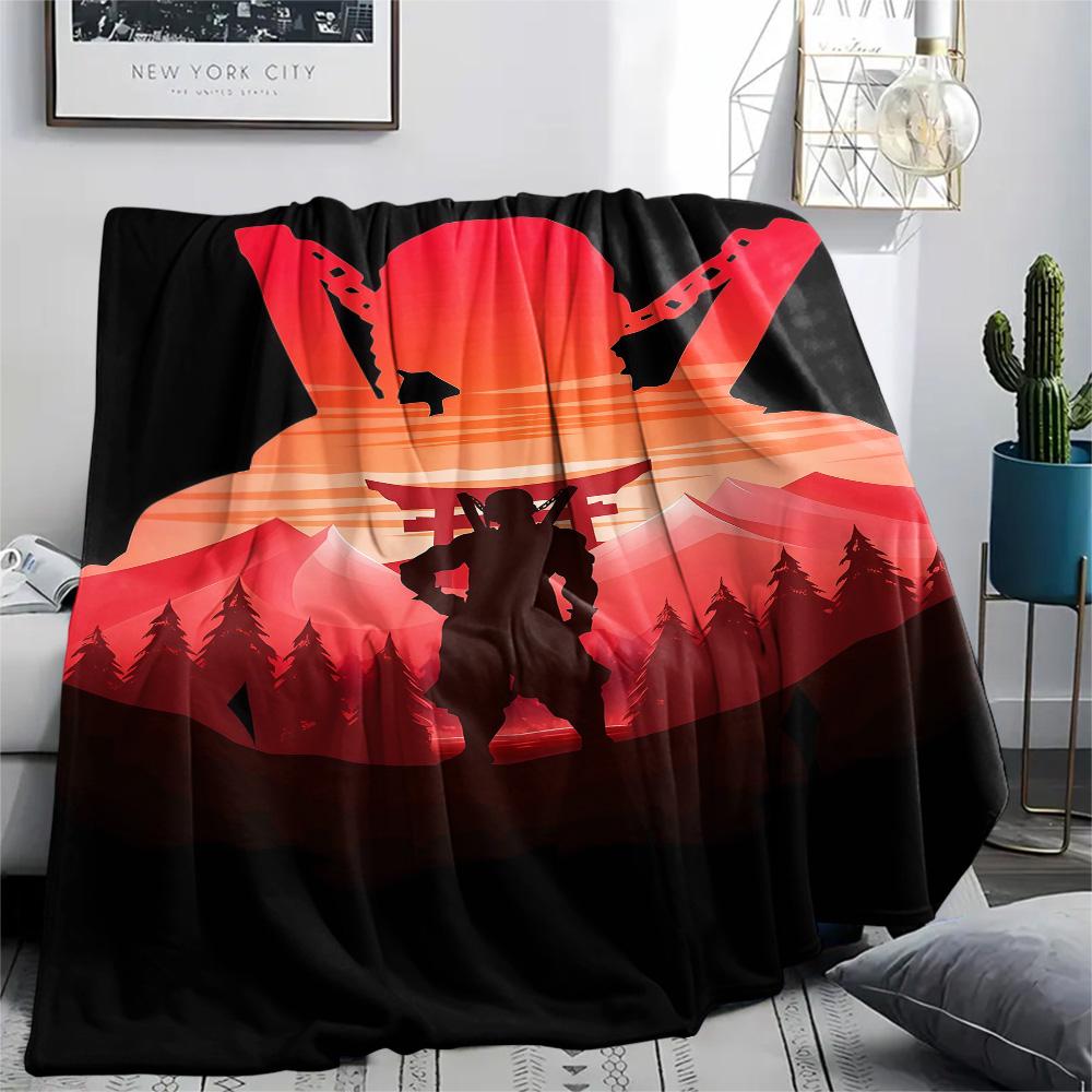 1PC Demon Slayer Black Patterned Flannel Blanket Suitable For All Seasons For Home Decor Warmth And Comfort Gifts Holiday Present