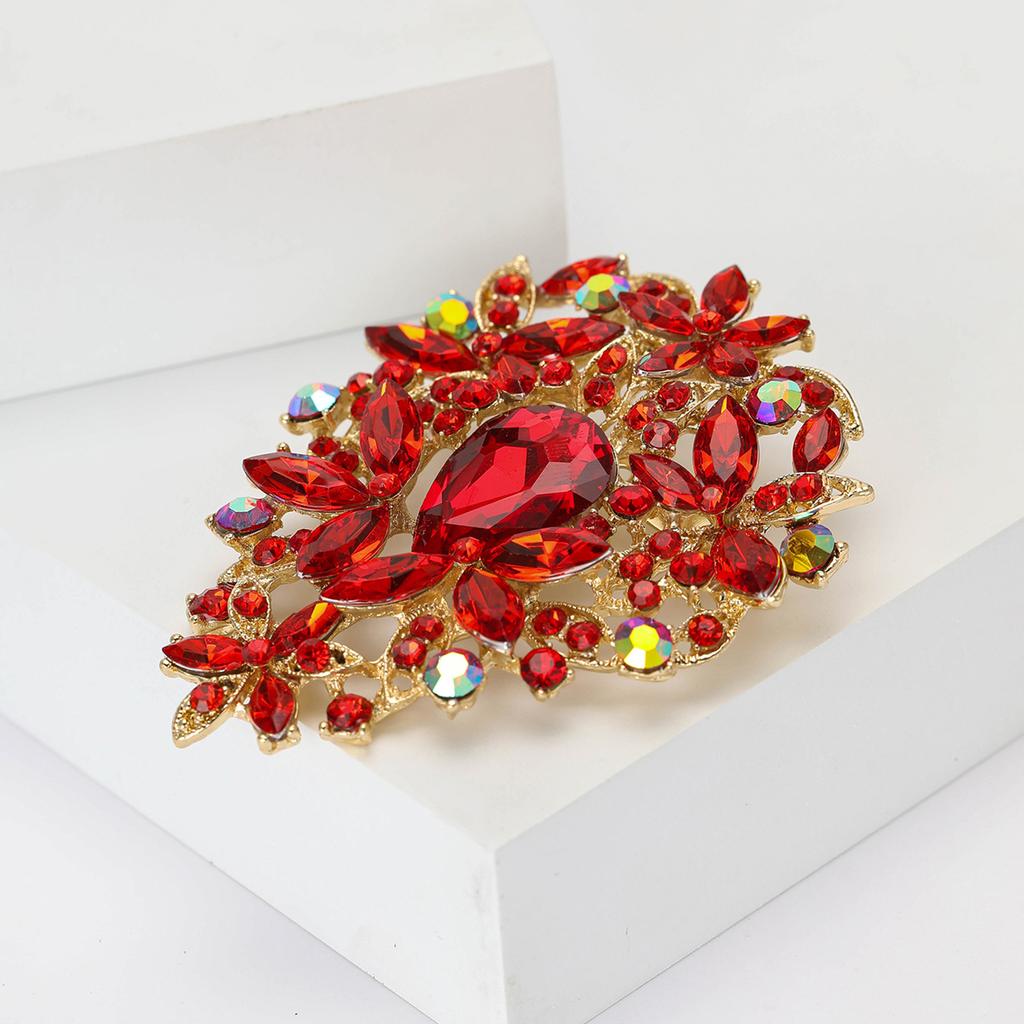 Fashion Exquisite Alloy Large Rhinestone Glass Brooch Exaggerated Temperament Women'S Clothing Corsage Jewelry Pin