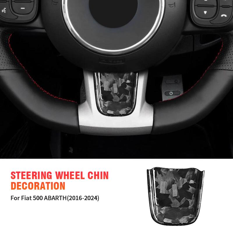 Carbon Fiber Steering Wheel Chin Decorative Sticker 6 Color Interior Accessory Kit for Fiat 500/ABARTH 2020-2023