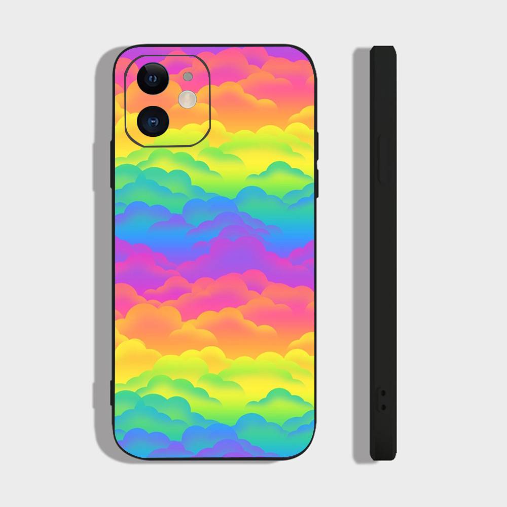 Rainbow Phone Case For IPhone 17 Air 16 15 14 13 Pro Max 11 12 Black Silicone Cover