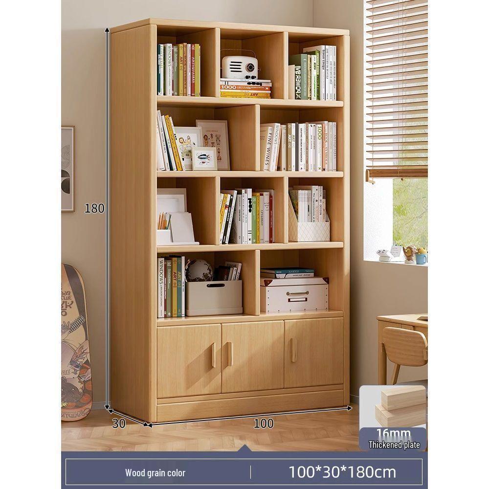 Children's Multi-Layer Solid Wood Bookshelf and Storage Cabinet - Floor-Standing, Wall-Mounted, Home Bookcase for Living Room and Student Use