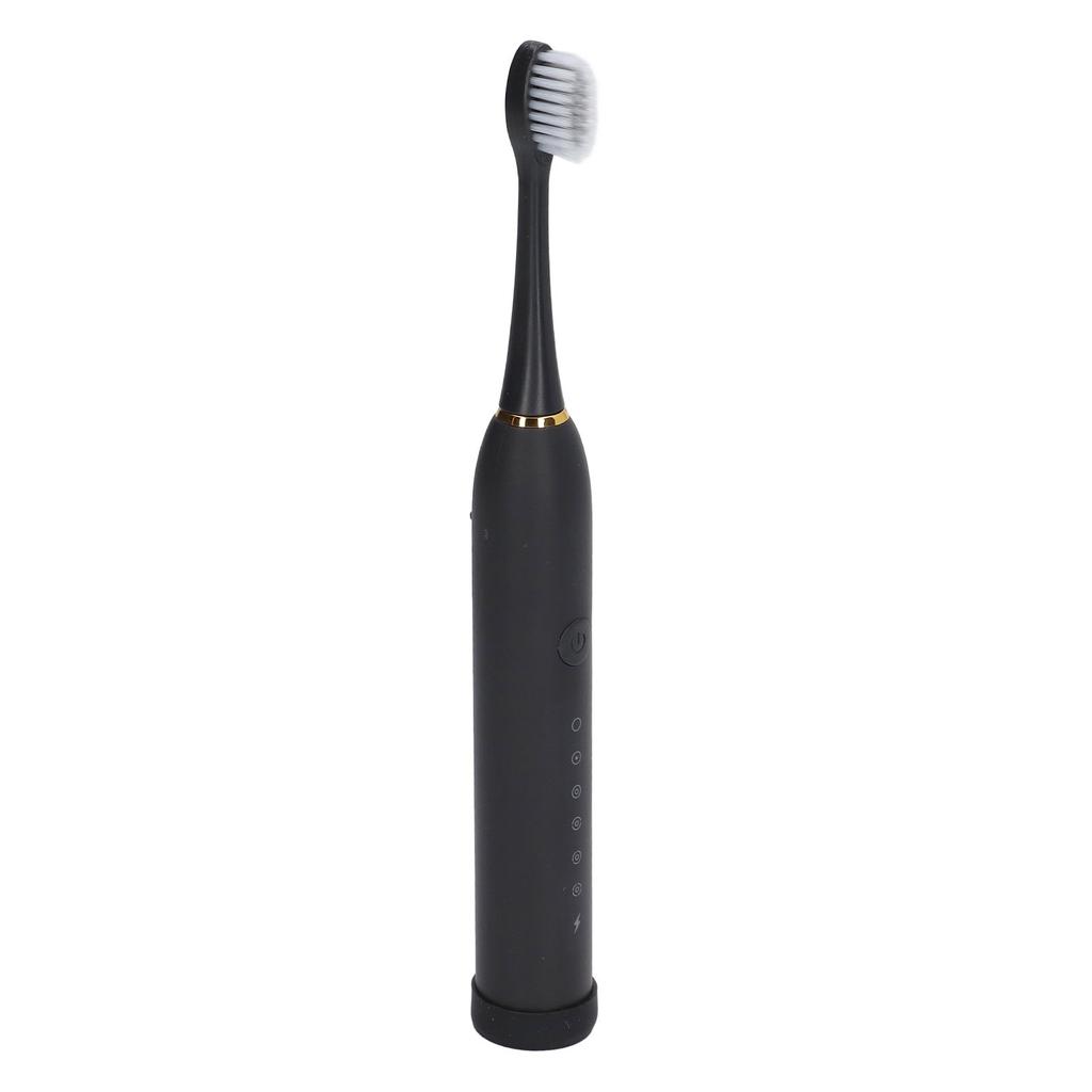 Electric Toothbrush IPX7 Waterproof 6 Modes Rechargeable Automatic Tooth Brush with 4 Heads Black