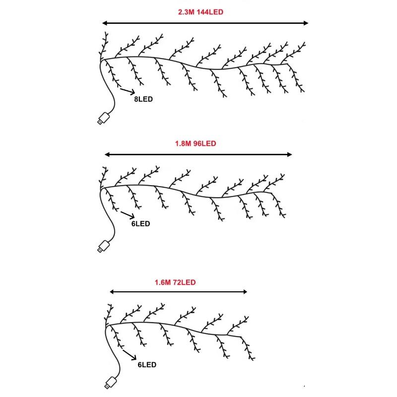 Vine Branch String Lights Artificial Willow Vine Light USB Bendable DIY Indoor Decor Lighting for Bedroom Wall Holiday