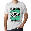 Men’s Vintage Tee Shirt Graphic T Shirt Book Monster Vintage White