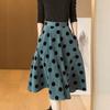 Women Skirt Autumn Korean Simple French Elegant Retro Dot Designed Female Corduroy Skirts