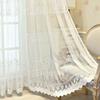 Белая европейская вышивка газовая занавеска простая гостиная спальня от пола до потолка вышивка