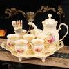 European Style Ceramics Afternoon Tea Tea Set with Tray Coffee Cup British Whole Set Home Luxurious High-end Wedding Supplies