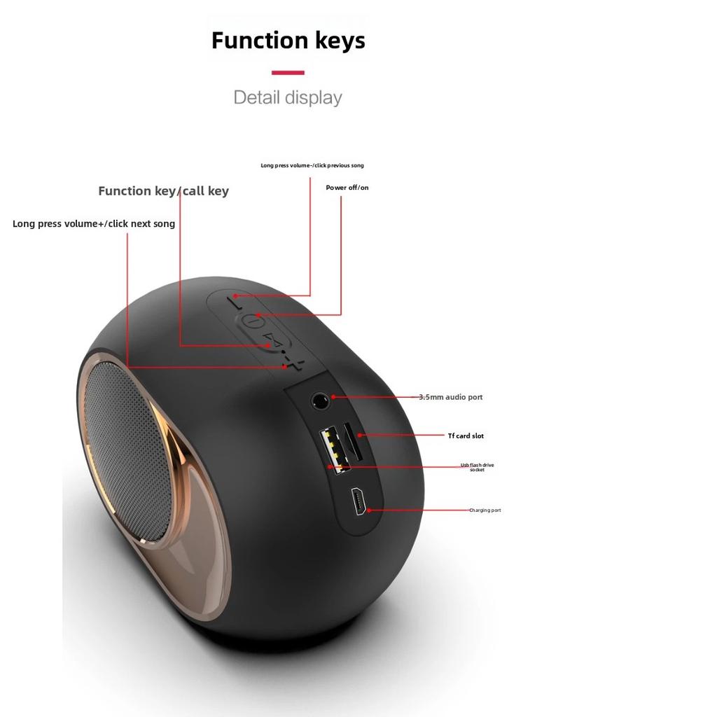 Домашний Bluetooth-динамик X6 TWS Беспроводной Мини-стереодинамик с мощным басом Поддержка TF-карты Портативное аудио для улицы