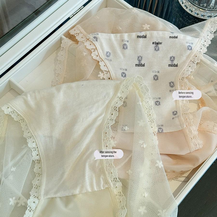 Сладкие и манящие кружевные трусики - Удобные, Чистые, Сексуальные, Антибактериальный дизайн из модальной сетки для женщин.