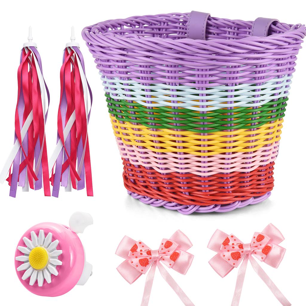 Детская велосипедная корзина для девочек, аксессуары для переднего велосипеда с рулем, растяжки, цикл, возраст 3–13 лет, сделай сам