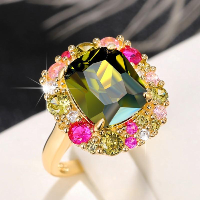 Classic Copper Alloy Zircon Ring Ladies Jewelry Wedding Promise Party Gift