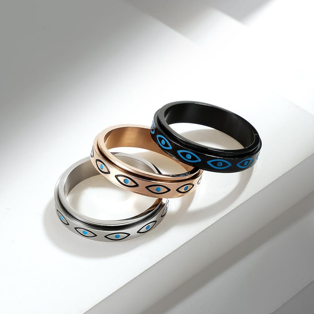 2026 Eye of Horus Rotating Ring Ring Relieving Anxiety Niche Personality Hand Jewelry