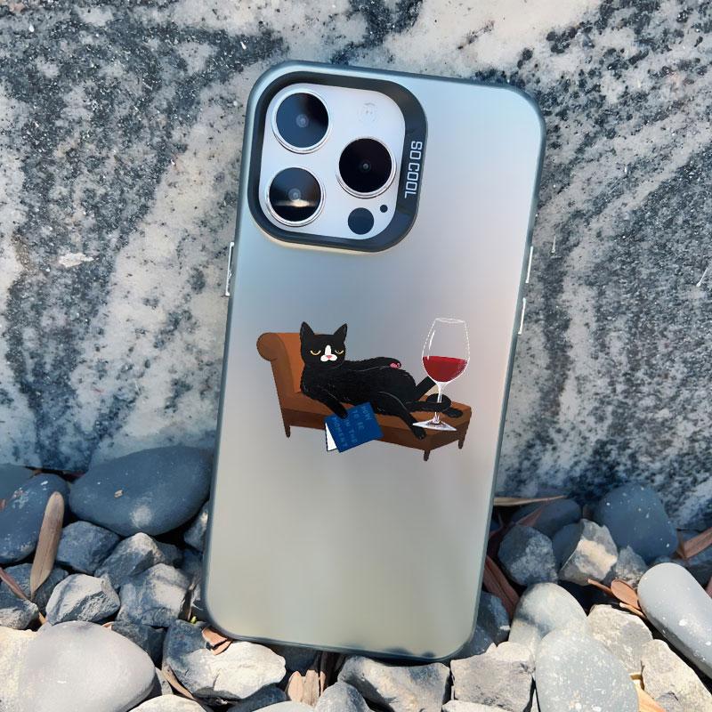 Темный Смешной Мультяшный Кот Развлекается Чехол для Телефона Для iPhone 14 13 Pro Max 13 Mini 16 12 11 15 Pro Max 14 15 Plus Животное Лазерный Чехол