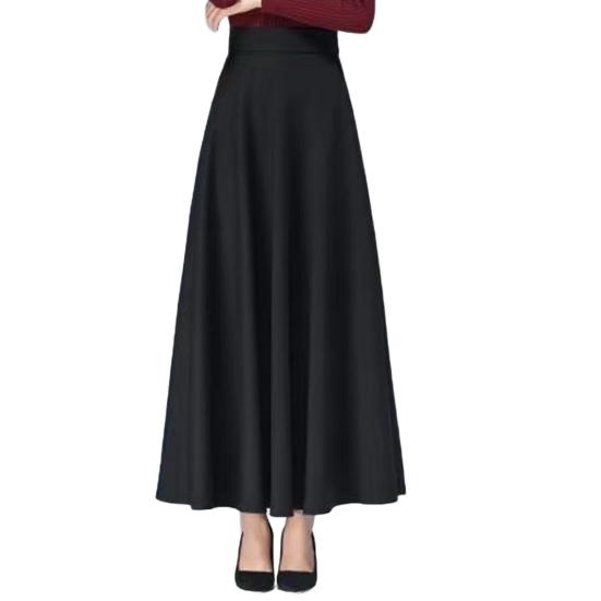 Макси-юбка с высокой талией А-силуэта Длинная юбка с карманами Дышащая Утягивающая Дизайн с большим подолом Юбка для офисной леди