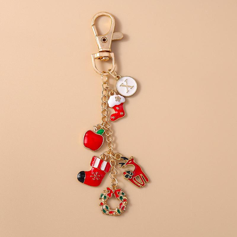 New Christmas Tree Keychain Women Girls Snowman Santa Claus Key Ring Pendants for Handbag Decor DIY X'mas Key Chain Gifts