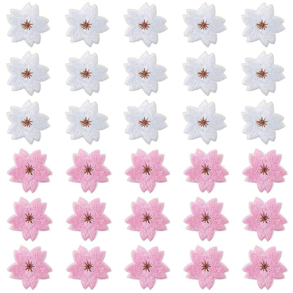 30pcs 2.5*2.3cm Colorful  Sakura Embroidered Patches  Hats
