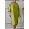 Summer Women's Dress Plus Size Solid Colour Casual Round Neck Button Long Dresses