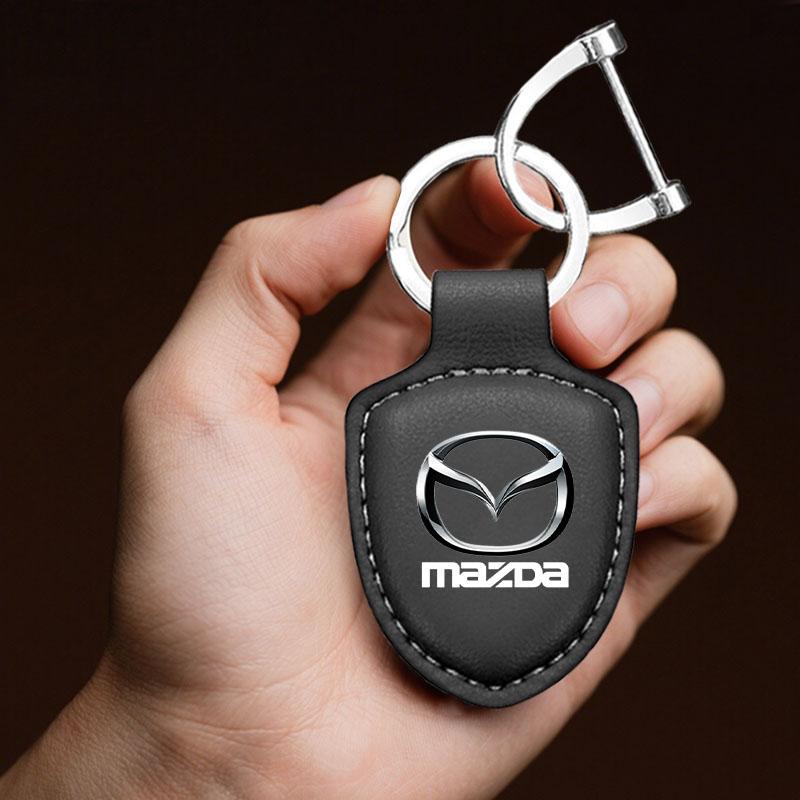 AAEY1 Кожаный Брелок для Ключей Автомобиля Типа Щит Брелок-Кольцо для Mazda M3 M6 MP Skyactiv Axela Atenza Biante BT-50 CX-30 Автоаксессуары