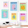 Color Travel City Abstract Posters Prints Ibiza Bondi Miami Palms Mykonos Wall Art Canvas Painting Pictures Bar Hotel Room Decor