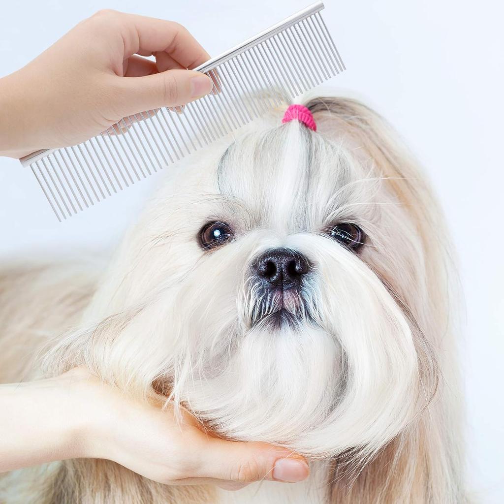 Small Dog & Puppy Pet Grooming Comb, 2-in-1 Dirt Removal Comb with Round Teeth to Remove Tangles and Mucus.