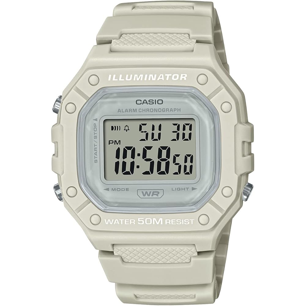 Casio W-218HC Smoky Color Lightweight Waterproof Square Digital Watch for Men, Women, Kids