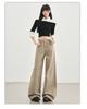 Romon Autumn/Winter Jeans Women's American Khaki High Waist Straight Tube Versatile Loose Look Thin Wide Legs Floor length Pants