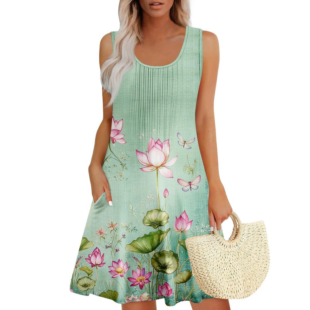 Женский повседневный сарафан с карманами, летнее пляжное платье в стиле бохо, праздничное платье для женщин, платья-майки